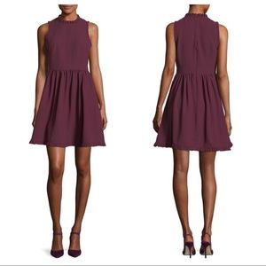 Kate Spade Ruffle Trim Fit & Flare Sleeveless Mini Dress Size 6 Deep Cherry